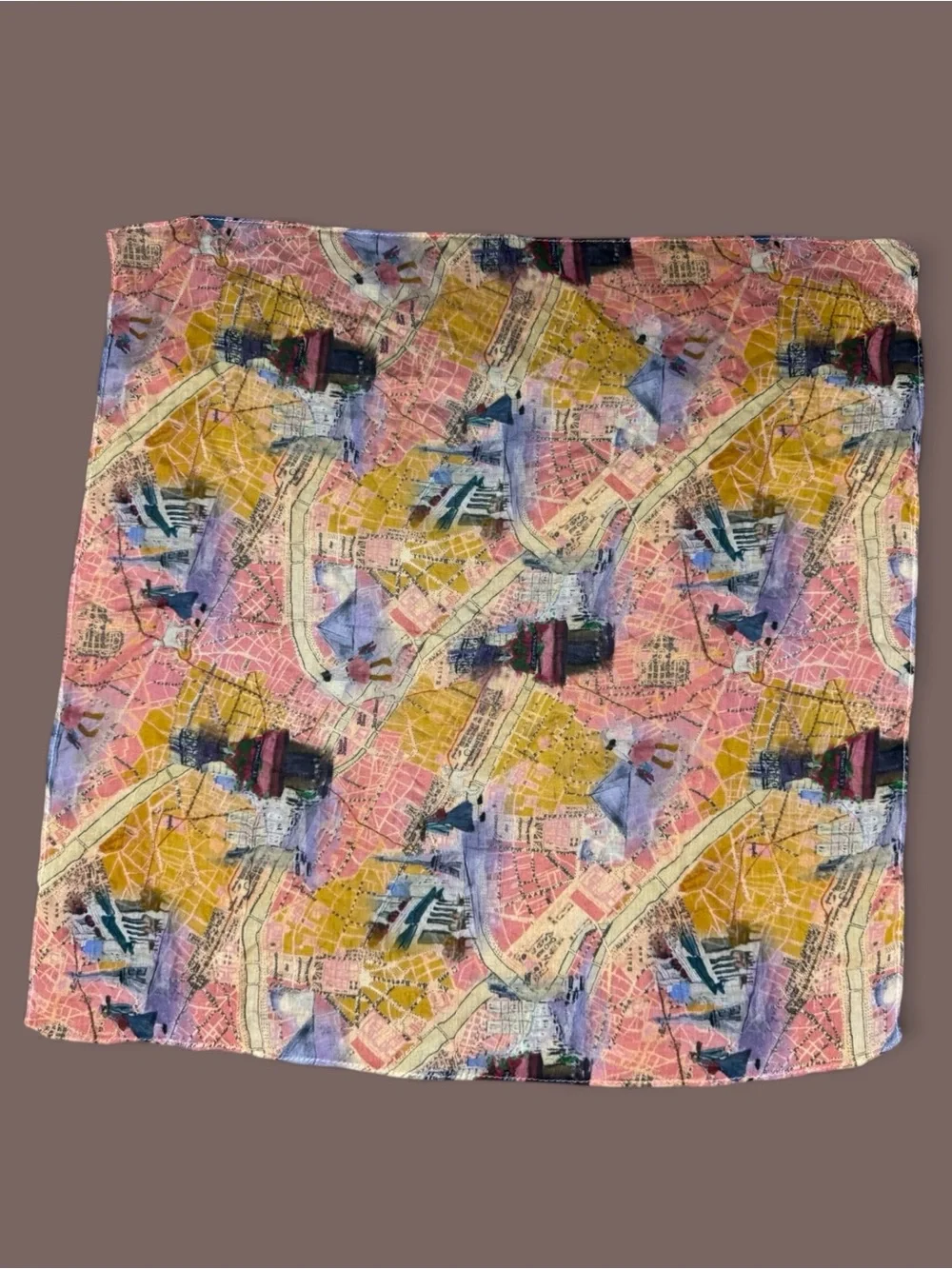 Patricia Nash Paris Map Travel Print Viscose Square Scarf Wrap